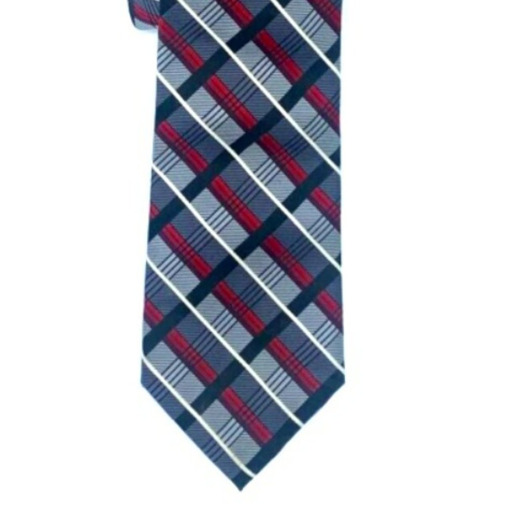 Platinum Designs Men's Tie Red /Black/ Silver Excellent Condition 100% Silk Clas